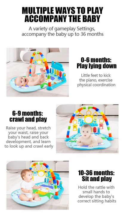 Baby Music Play Gym & Activity Mat | Piano Keyboard & Hanging Toys