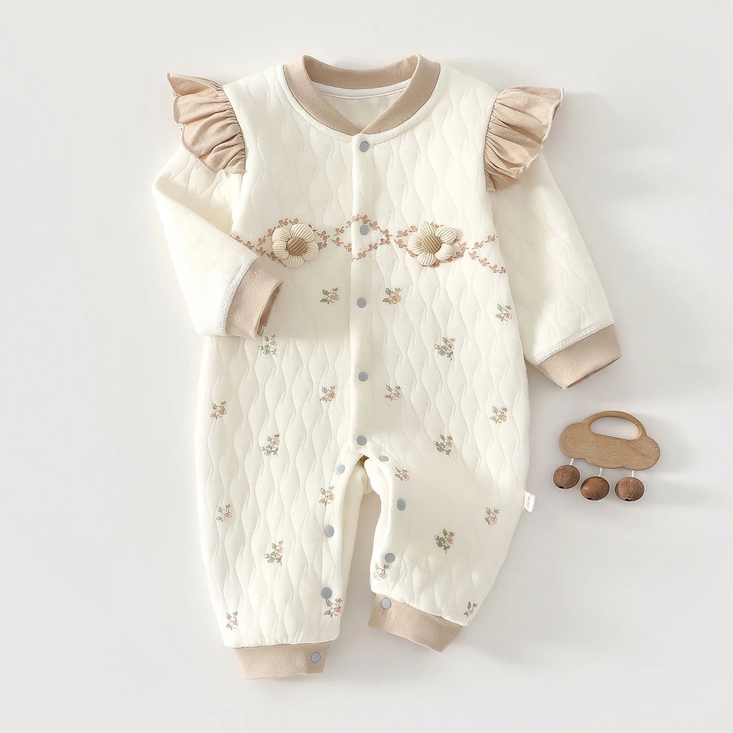 Baby Thick Cotton Jumpsuit | Three-Layer Warm Crawling Suit Autumn Winter 0-18M