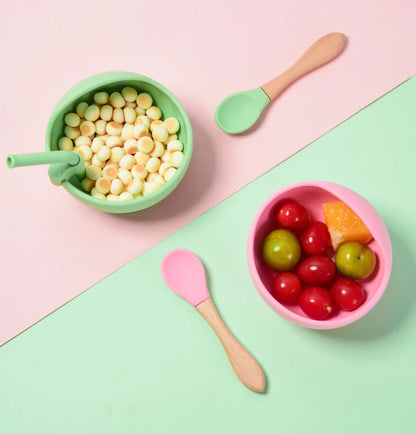 Baby Silicone Suction Bowl with Spoon | Waterproof Kids Feeding Tableware