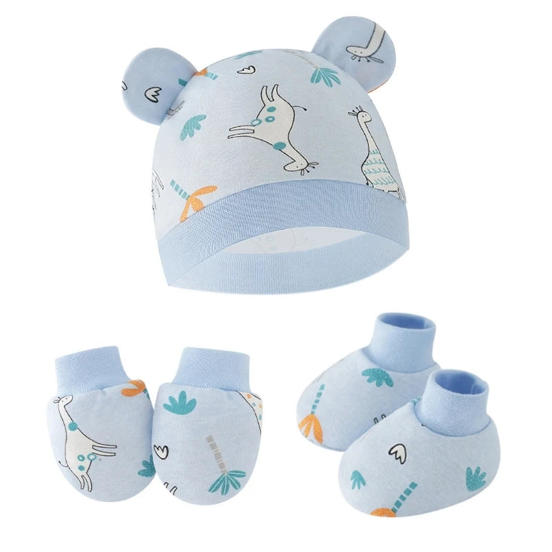 Baby Hat, Anti-Scratch Gloves & Socks Set | Newborn Essentials 0-6 Months
