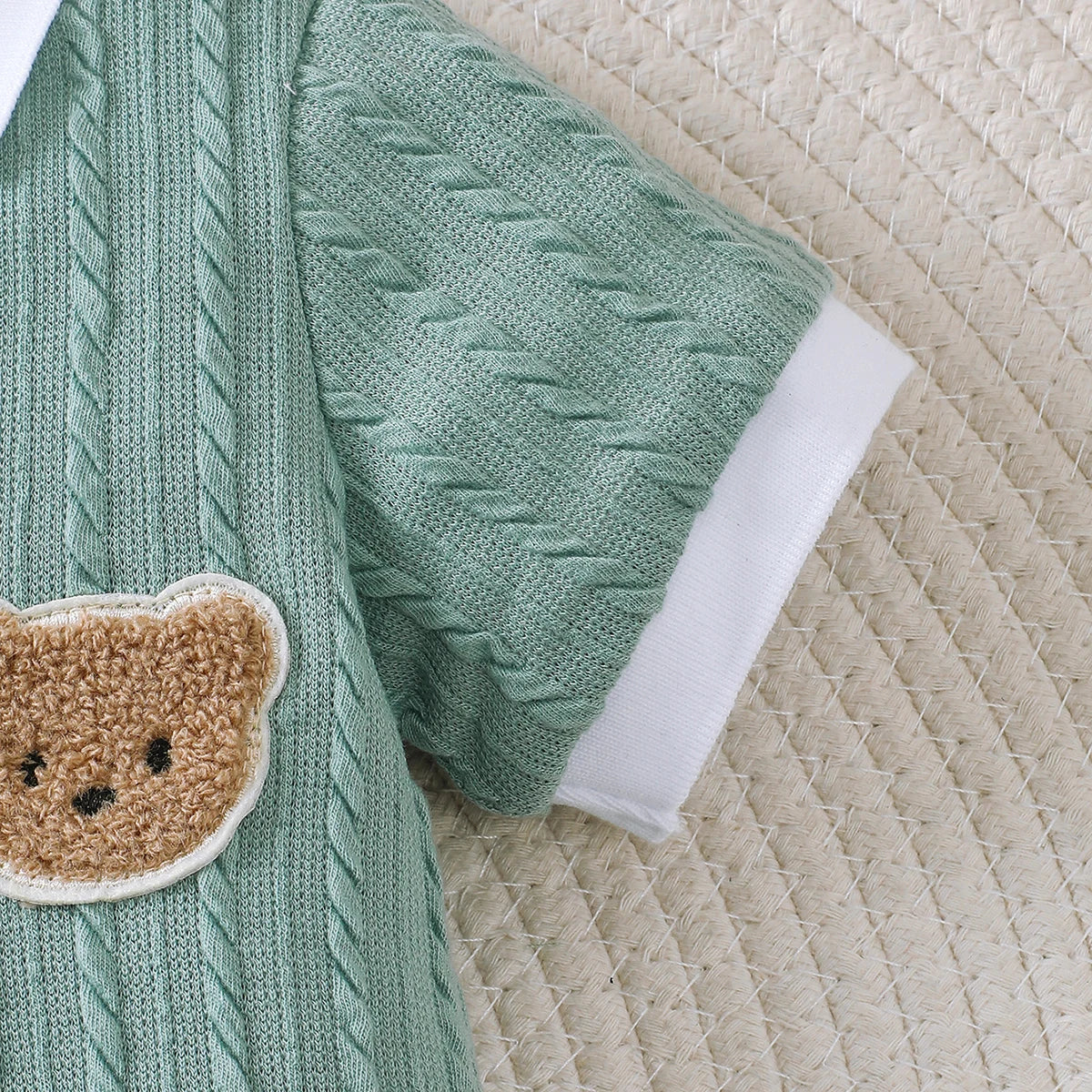 Baby Boy Bear Jumpsuit | Short Sleeve Summer Romper 1-18 Months