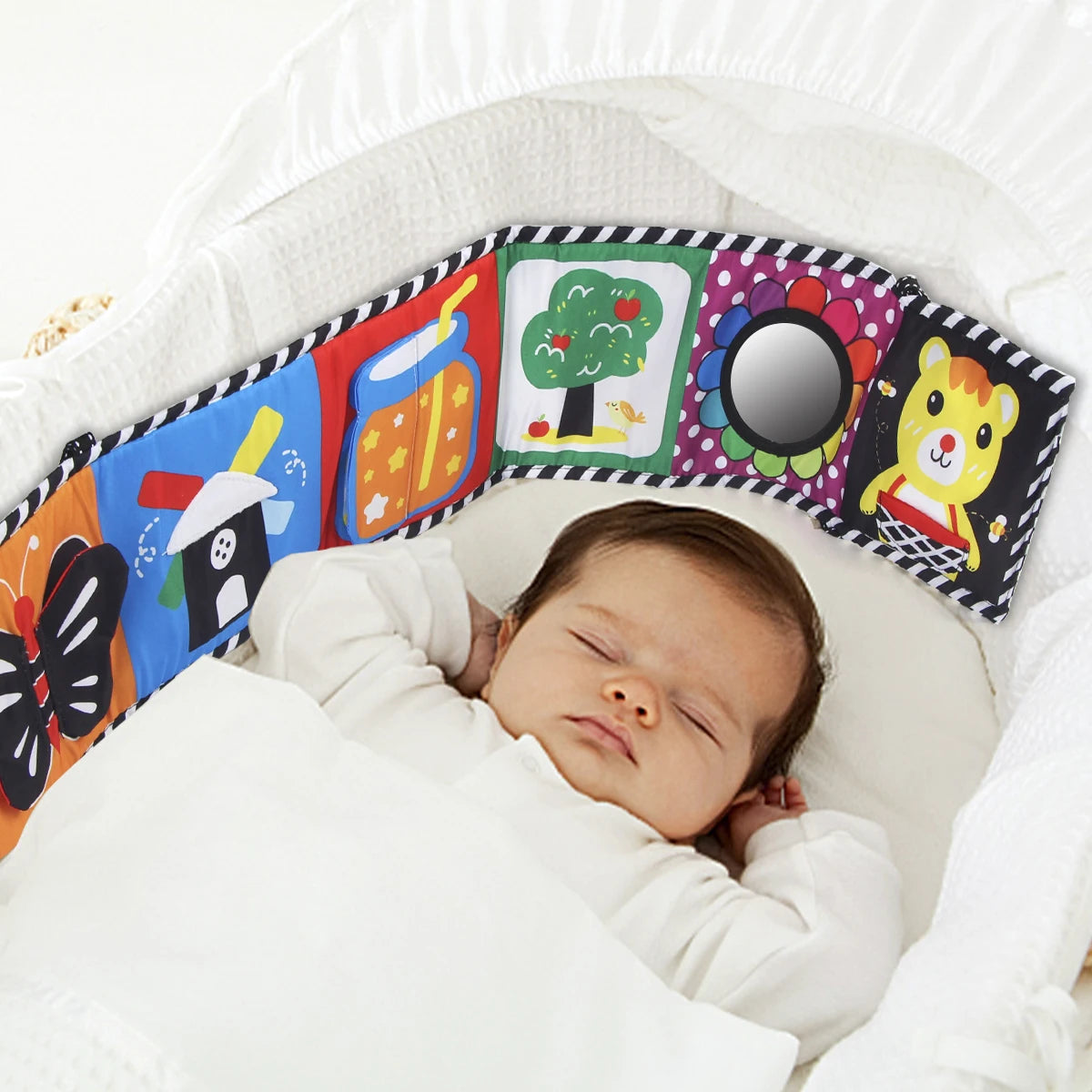 High Contrast Sensory Cloth Book for Babies | Black & White Montessori Newborn Toy