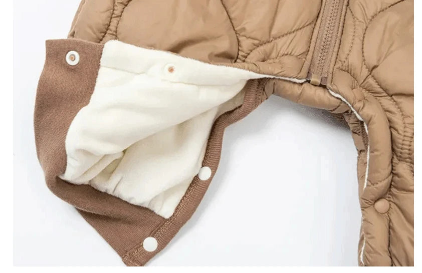 Winter Hooded Baby Romper — Fleece Lined, Warm & Cosy