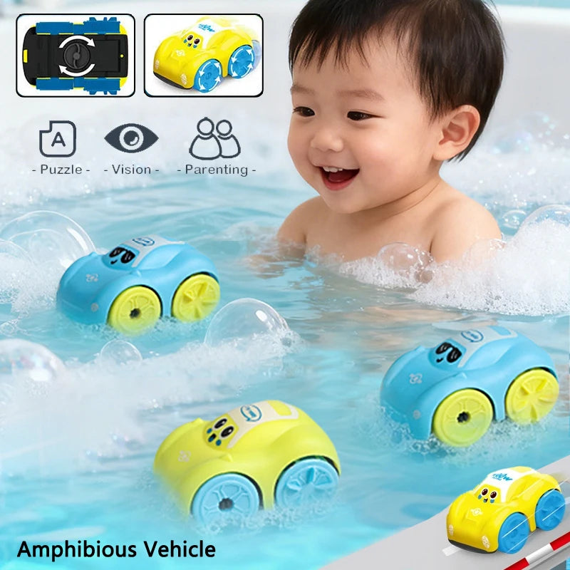 Baby Amphibious Clockwork Car Bath Toy | Floating Wind-Up Car for Bath & Pool