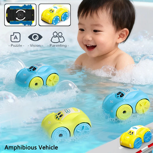 Baby Amphibious Clockwork Car Bath Toy | Floating Wind-Up Car for Bath & Pool