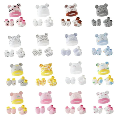 Baby Hat, Anti-Scratch Gloves & Socks Set | Newborn Essentials 0-6 Months