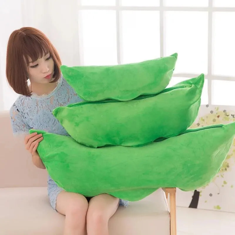 Kawaii Pea Pod Plush Toy | Soft 25cm Stuffed Plant Pillow for Kids