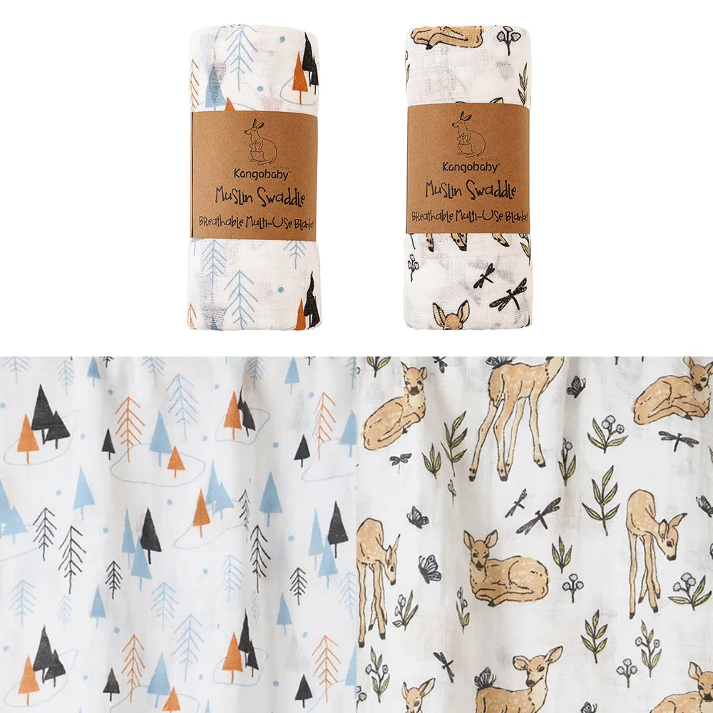Baby Muslin Swaddle Blanket Set of 2 | 100% Cotton Newborn Wrap