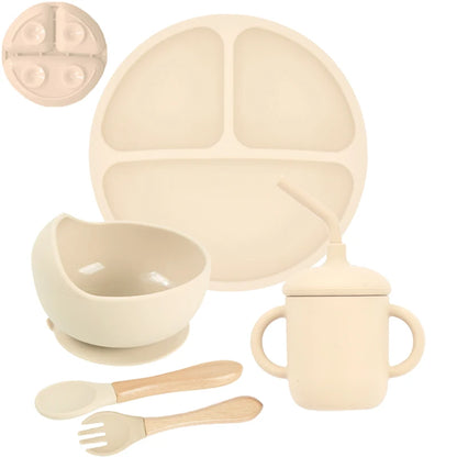 5-Piece Baby Silicone Tableware Set | Suction Plate, Bowl, Spoon & Fork | BPA-Free