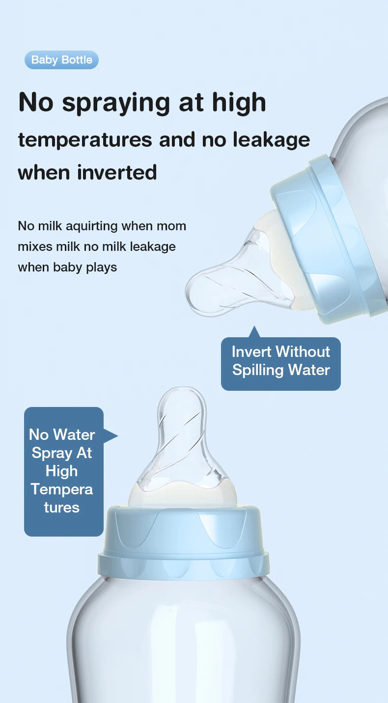 Baby Bottle with Gravity Ball & Handle | 150/240ml Anti-Spill Newborn Feeding Bottle, BPA-Free