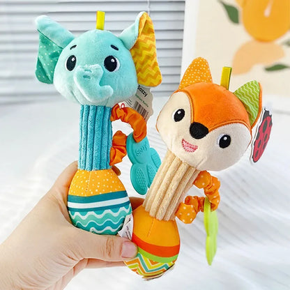 Baby Animal Rattle Toy | Soft Squeaky Crinkle Sensory Toy for Toddlers