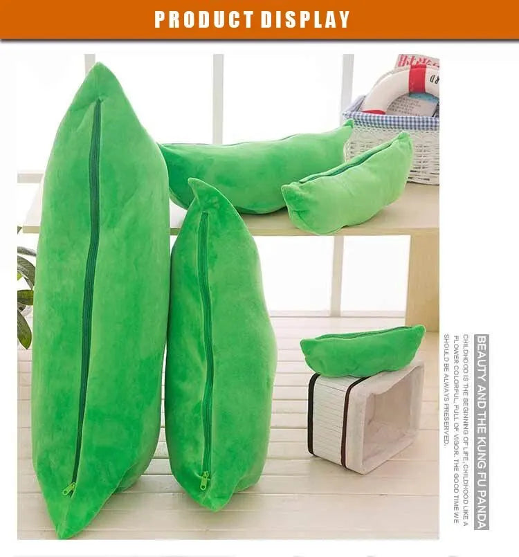 Kawaii Pea Pod Plush Toy | Soft 25cm Stuffed Plant Pillow for Kids