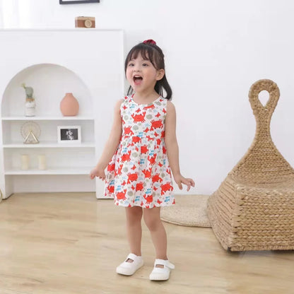 Girls Cotton Flower Dress | Sleeveless Princess Party Dress