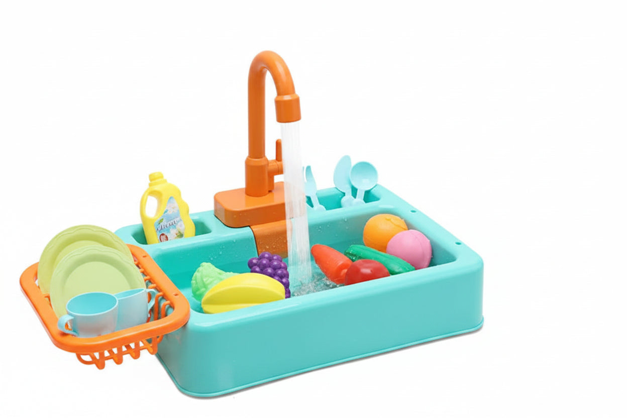 Kids Kitchen Sink Toy | Pretend Play Dish Wash Set for Children