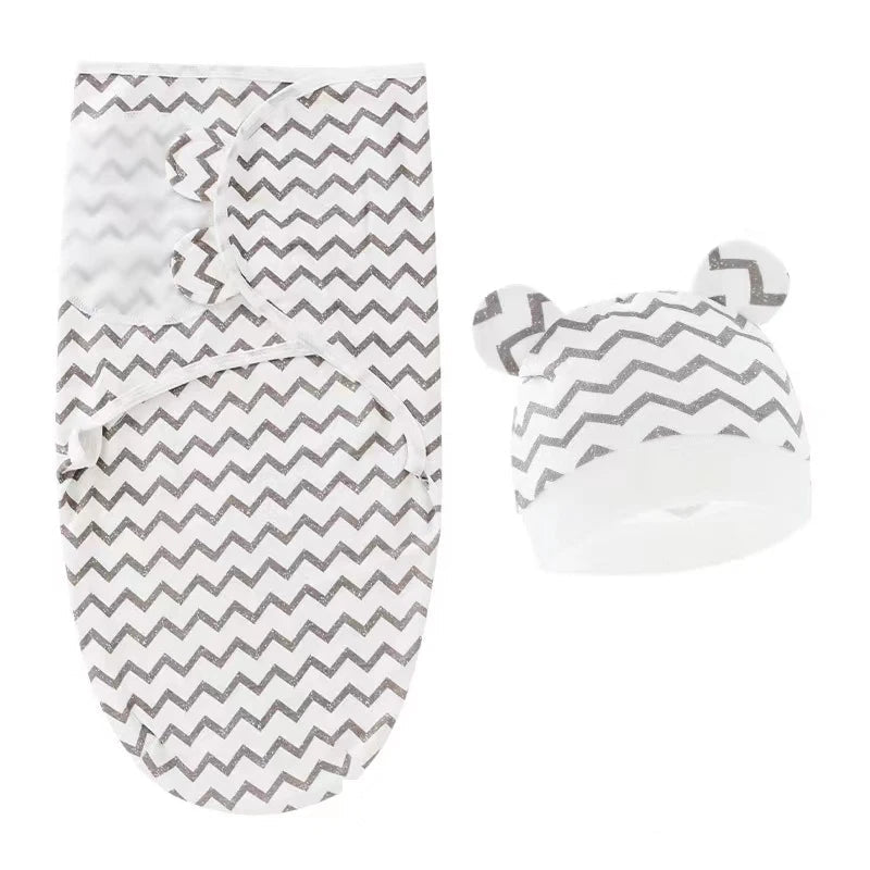 Baby Blanket & Hat Set | Soft Cotton Newborn Swaddle Wrap