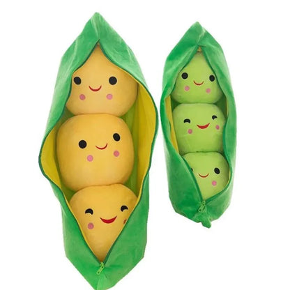 Kawaii Pea Pod Plush Toy | Soft 25cm Stuffed Plant Pillow for Kids