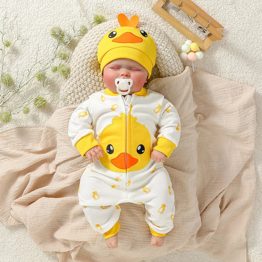 Baby Duck Zipper Jumpsuit & Hat Set