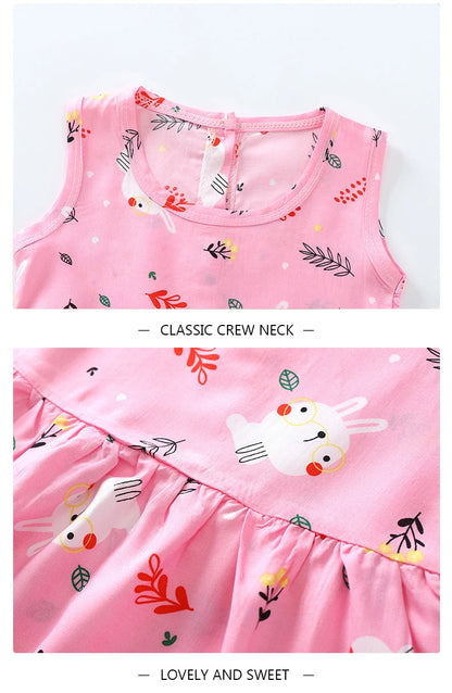 Girls Cotton Flower Dress | Sleeveless Princess Party Dress