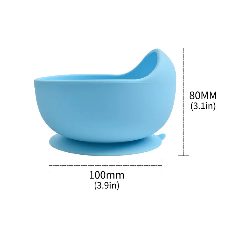 Baby Silicone Suction Bowl with Spoon | Waterproof Kids Feeding Tableware