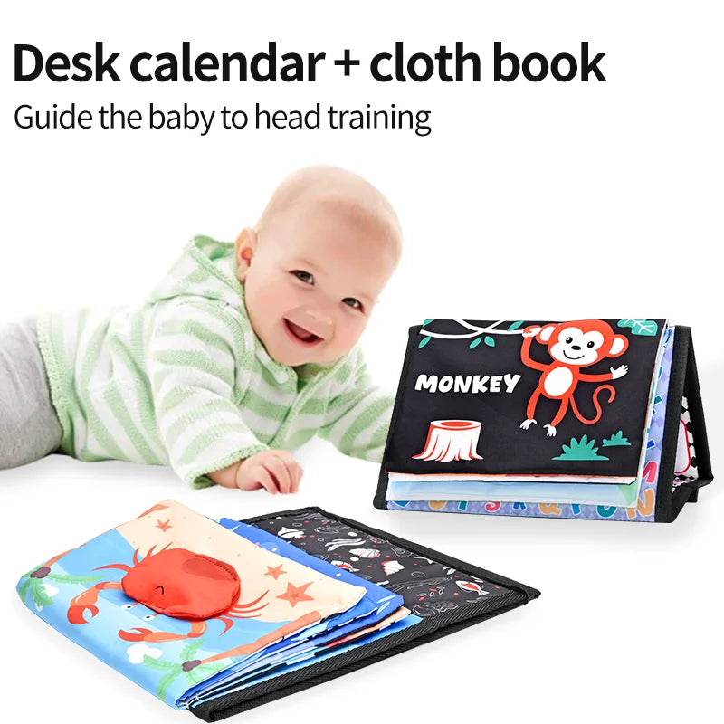 Black & White Baby Cloth Book | Montessori Sensory Toy with Mirror for Newborns 0–12 Months