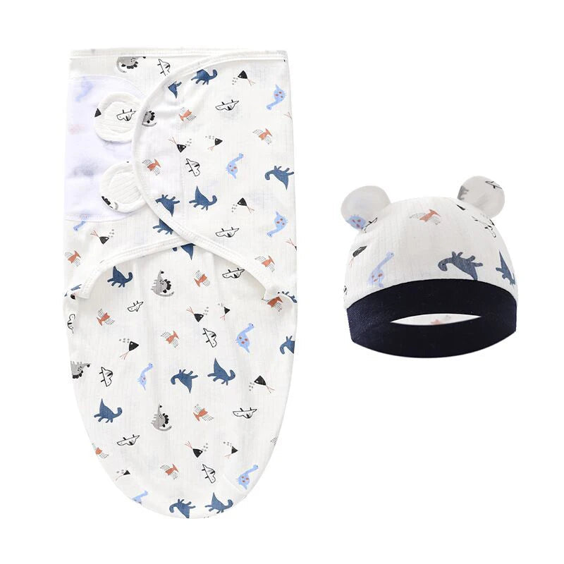 Baby Blanket & Hat Set | Soft Cotton Newborn Swaddle Wrap
