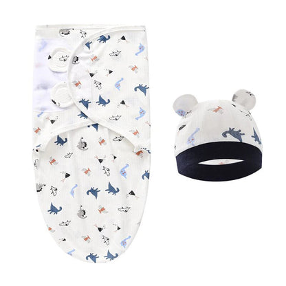 Baby Blanket & Hat Set | Soft Cotton Newborn Swaddle Wrap