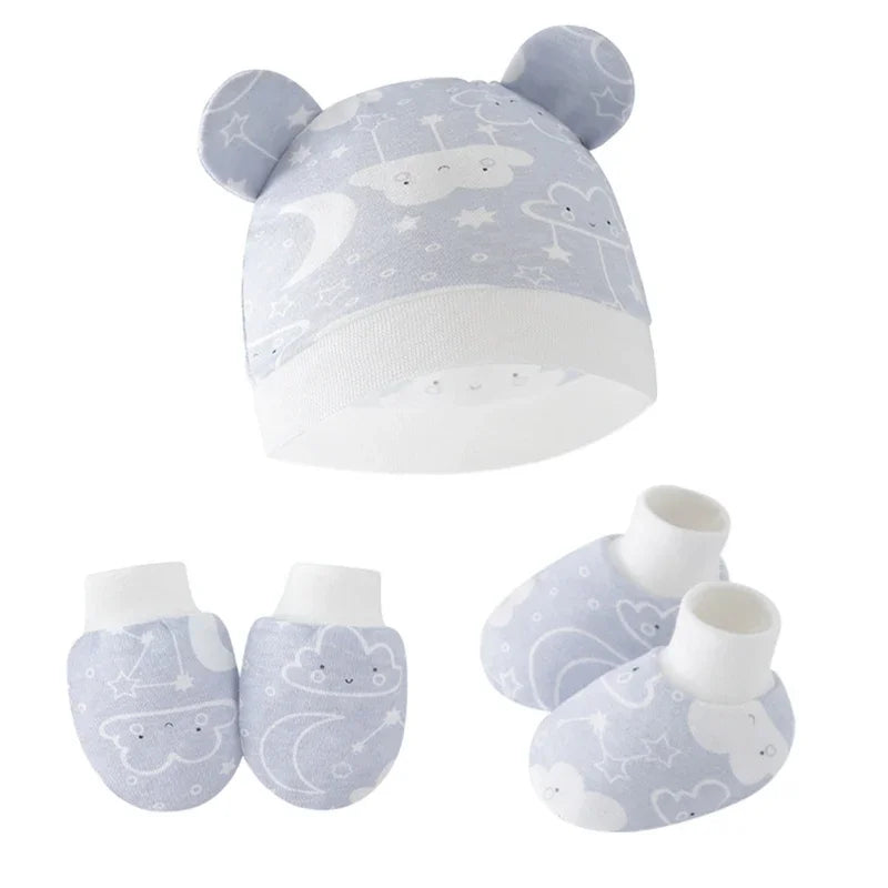 Baby Hat, Anti-Scratch Gloves & Socks Set | Newborn Essentials 0-6 Months