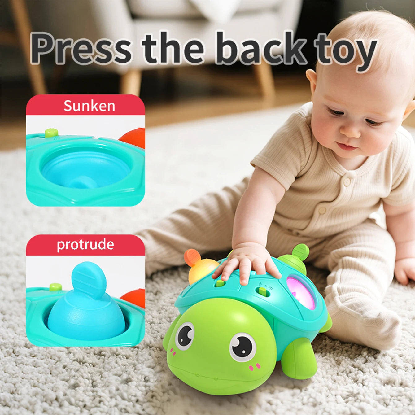 Baby Turtle Crawling Toy | Light & Sound Sensory Toy for Infants 0–12 Months