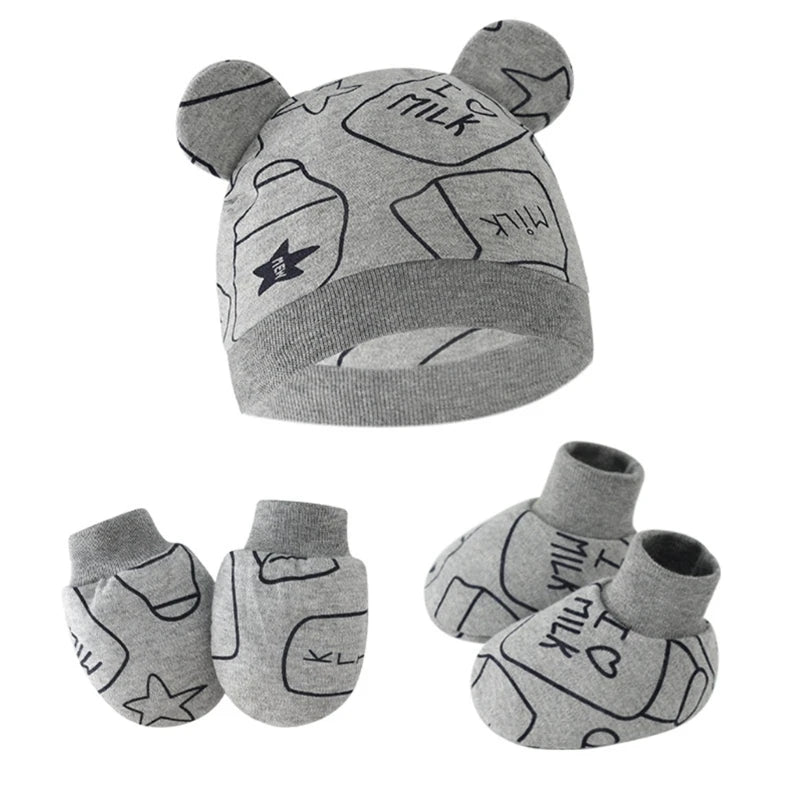 Baby Hat, Anti-Scratch Gloves & Socks Set | Newborn Essentials 0-6 Months