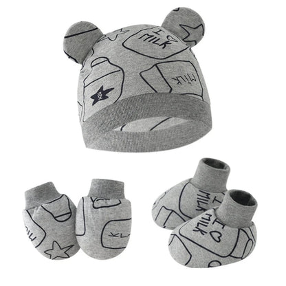 Baby Hat, Anti-Scratch Gloves & Socks Set | Newborn Essentials 0-6 Months