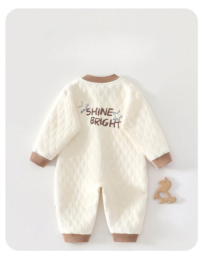 Baby Thick Cotton Jumpsuit | Three-Layer Warm Crawling Suit Autumn Winter 0-18M