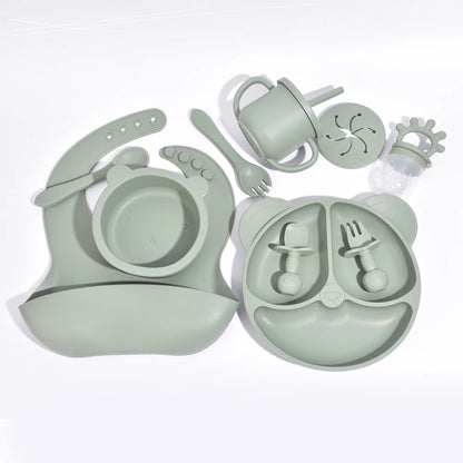 10-Piece Children's Silicone Dinner Set | Strong Suction Bowl, Plate, Fork & Spoon | BPA-Free