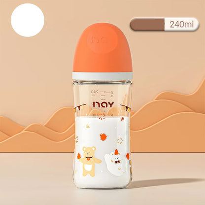 Colourful Cartoon Anti-Choke Glass Baby Bottle | 160ml & 240ml | 0-9 Months