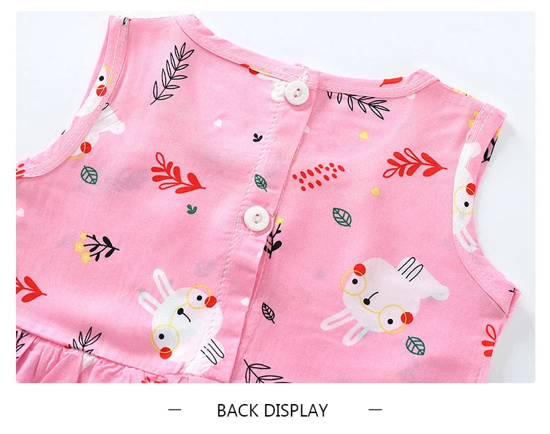 Girls Cotton Flower Dress | Sleeveless Princess Party Dress