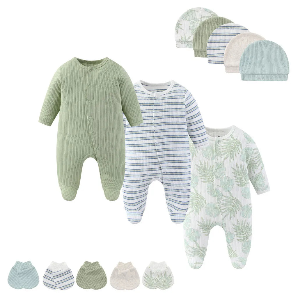 13-Piece Newborn Baby Gift Set | Rompers, Hats & Gloves 100% Cotton 0-12M