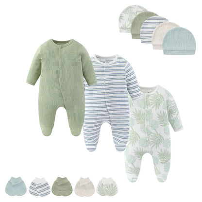13-Piece Newborn Baby Gift Set | Rompers, Hats & Gloves 100% Cotton 0-12M