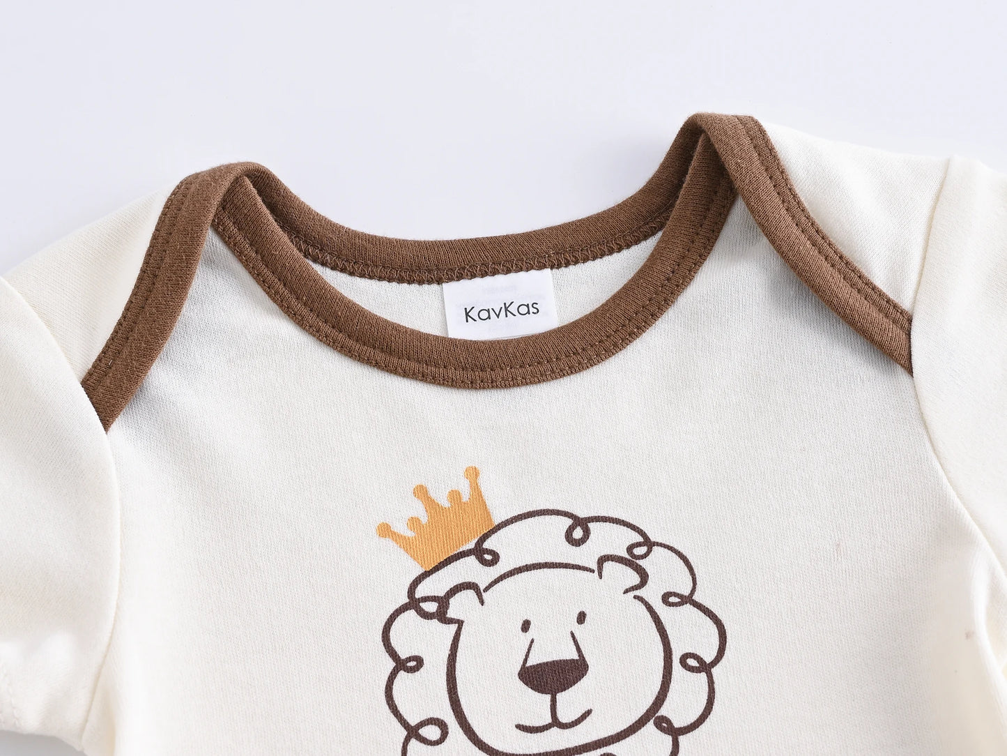 Baby Cotton Bodysuit 3-Pack | Lion Print Short Sleeve Romper 0-12 Months