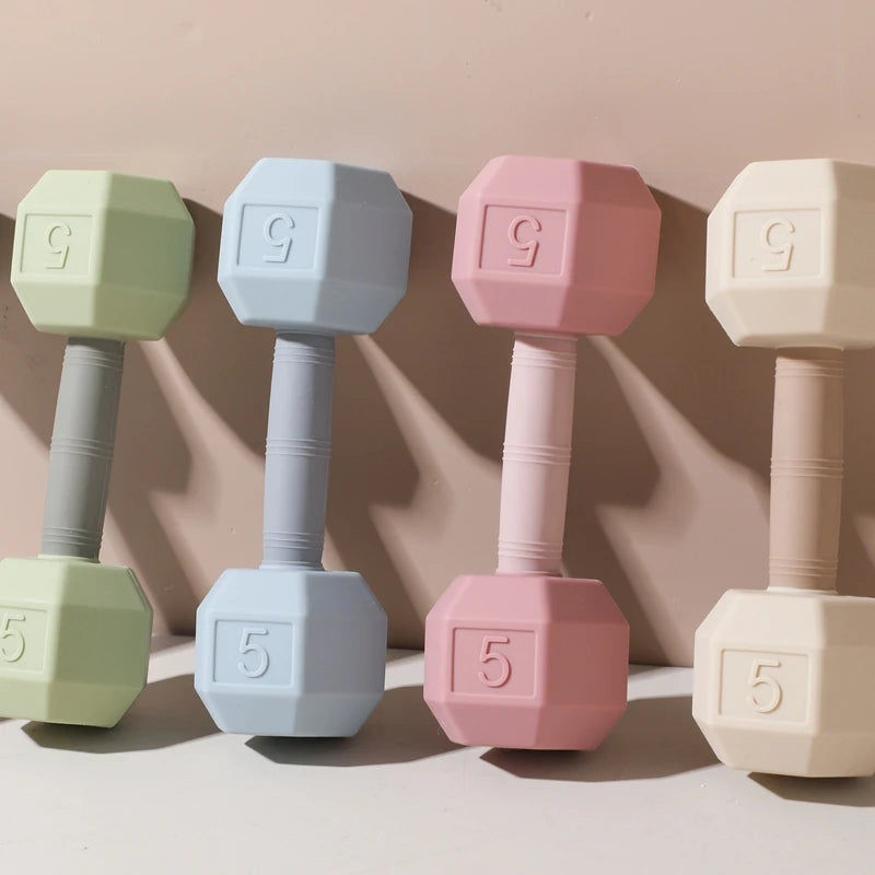 Silicone Baby Dumbbell Rattle | Cartoon Sensory Crib Toy for Newborns 0–12 Months