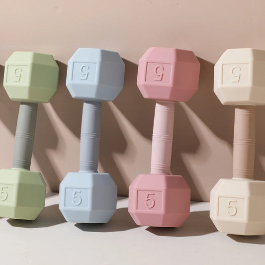 Silicone Baby Dumbbell Rattle | Cartoon Sensory Crib Toy for Newborns 0–12 Months