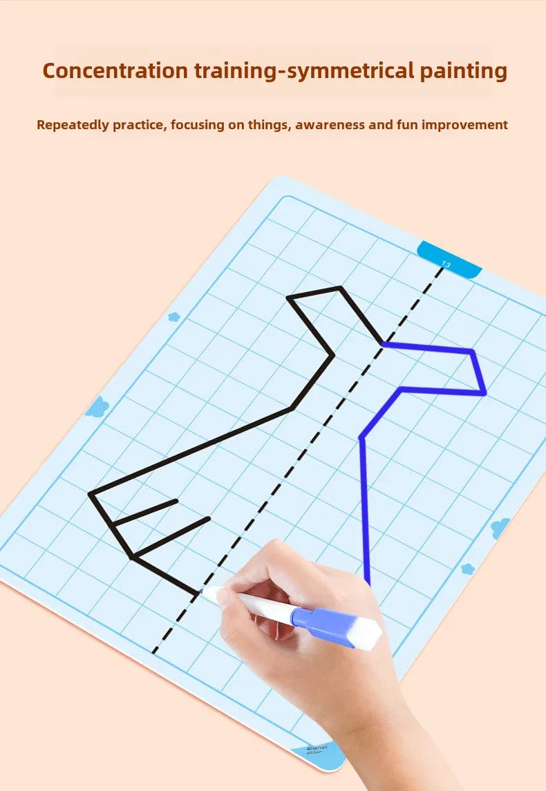 Kids Montessori Symmetrical Drawing Cards | Pen Control Training Set (20 Patterns)
