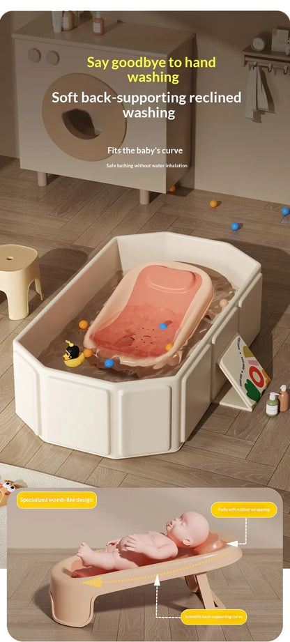 Large Foldable Baby Bathtub | Sit & Lie All-in-One Bath Tub for 0–5 Years
