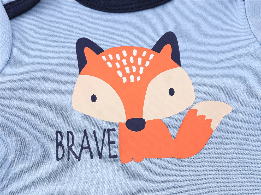 Baby Boy Cotton Bodysuit 3-Pack | Long Sleeve Fox Print 0-24 Months