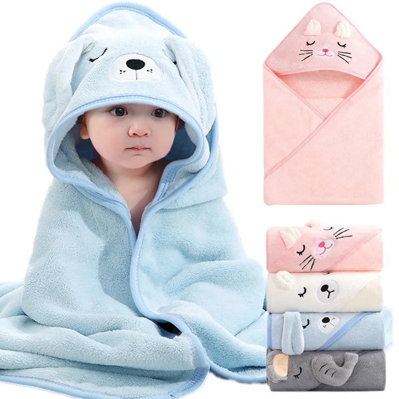 Cartoon Animal Baby Hooded Bath Towel | Soft Newborn Bathrobe for Boys & Girls