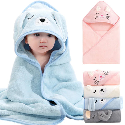 Cartoon Animal Baby Hooded Bath Towel | Soft Newborn Bathrobe for Boys & Girls