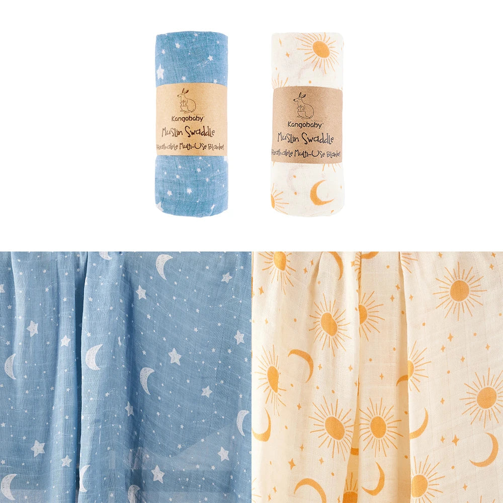 Baby Muslin Swaddle Blanket Set of 2 | 100% Cotton Newborn Wrap