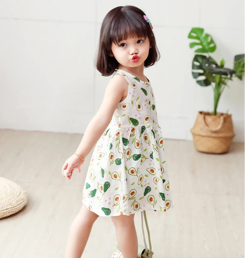Girls Cotton Flower Dress | Sleeveless Princess Party Dress