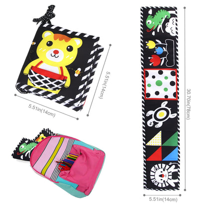 High Contrast Sensory Cloth Book for Babies | Black & White Montessori Newborn Toy