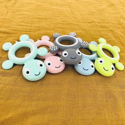 Silicone Turtle Baby Teether | Food-Grade Soft Tortoise Teething Toy | 8 Colours