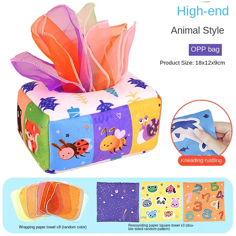 Baby Montessori Magic Tissue Box | Sensory Activity Toy for Infants 6–18 Months