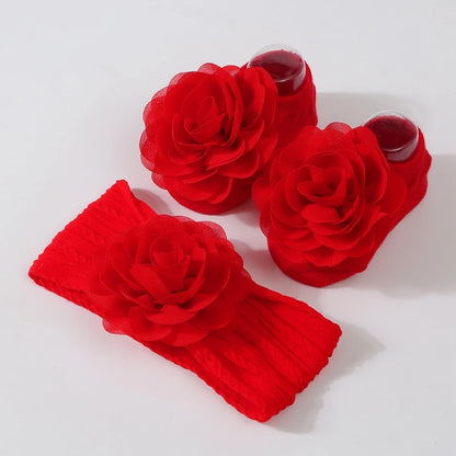 Baby Girl Flower Socks & Headband Set | Soft Knitted 2-Piece 0-12 Months